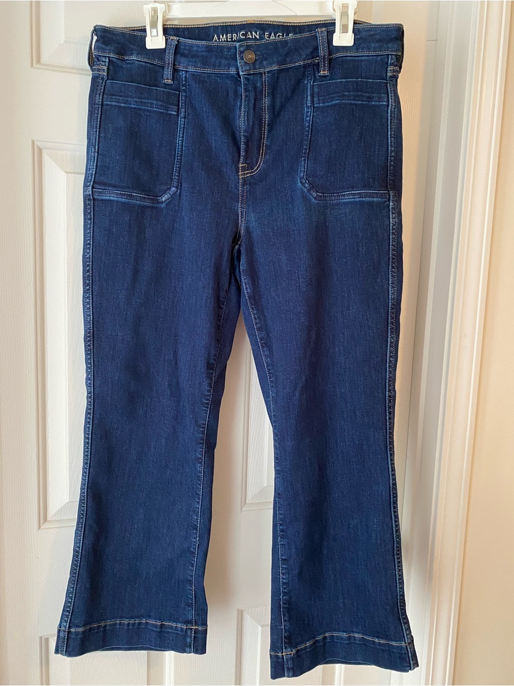 American Eagle Outfitters Kick Boot Crop Dark Navy Jeans - Picture 2 of 5